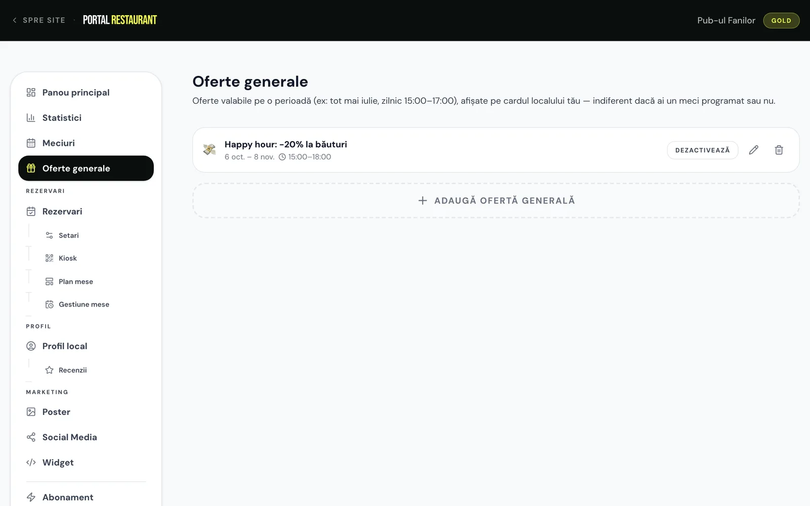 Oferte generale valabile pe o perioadă