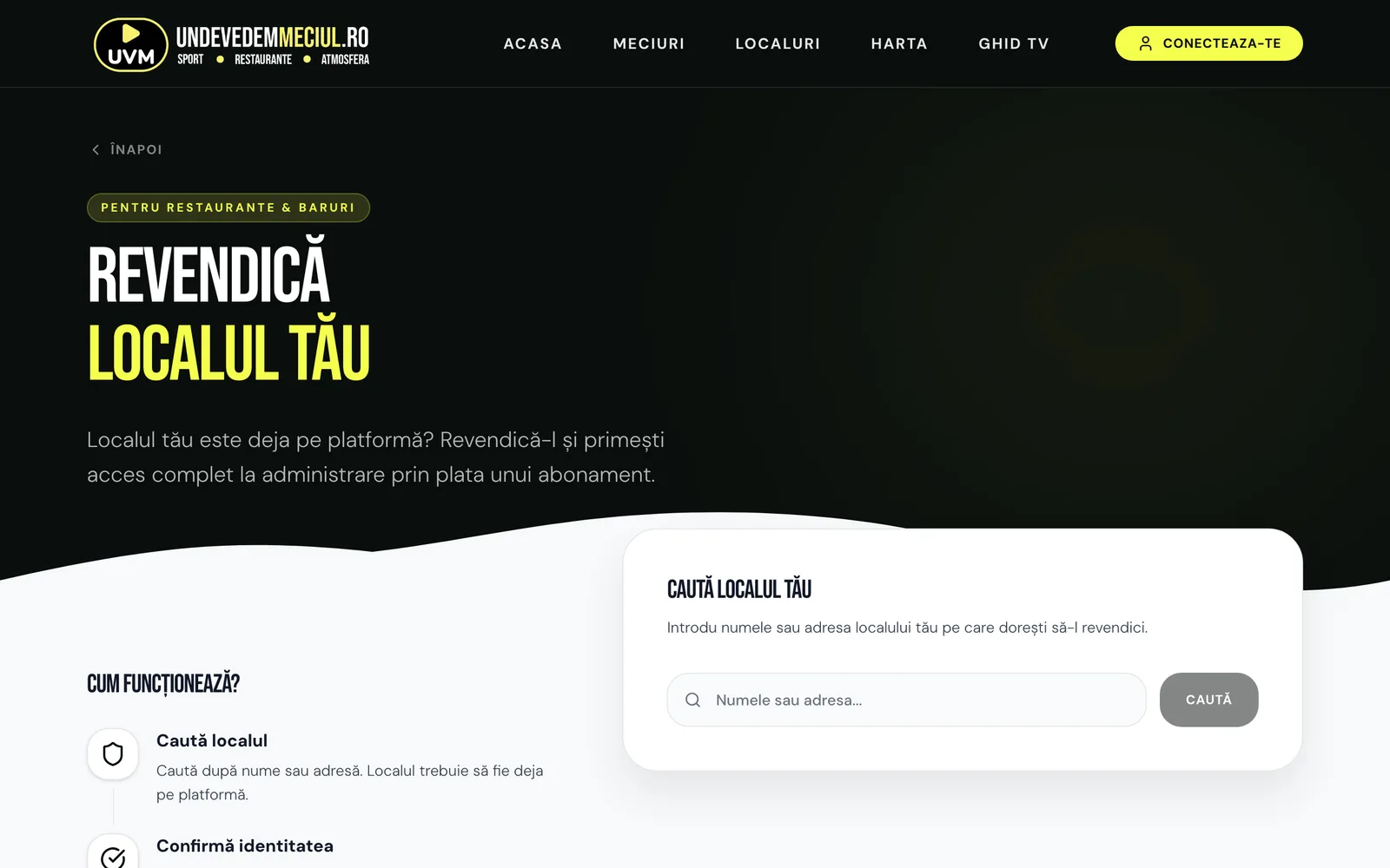 Pagina „Revendică localul tău” cu pașii procesului