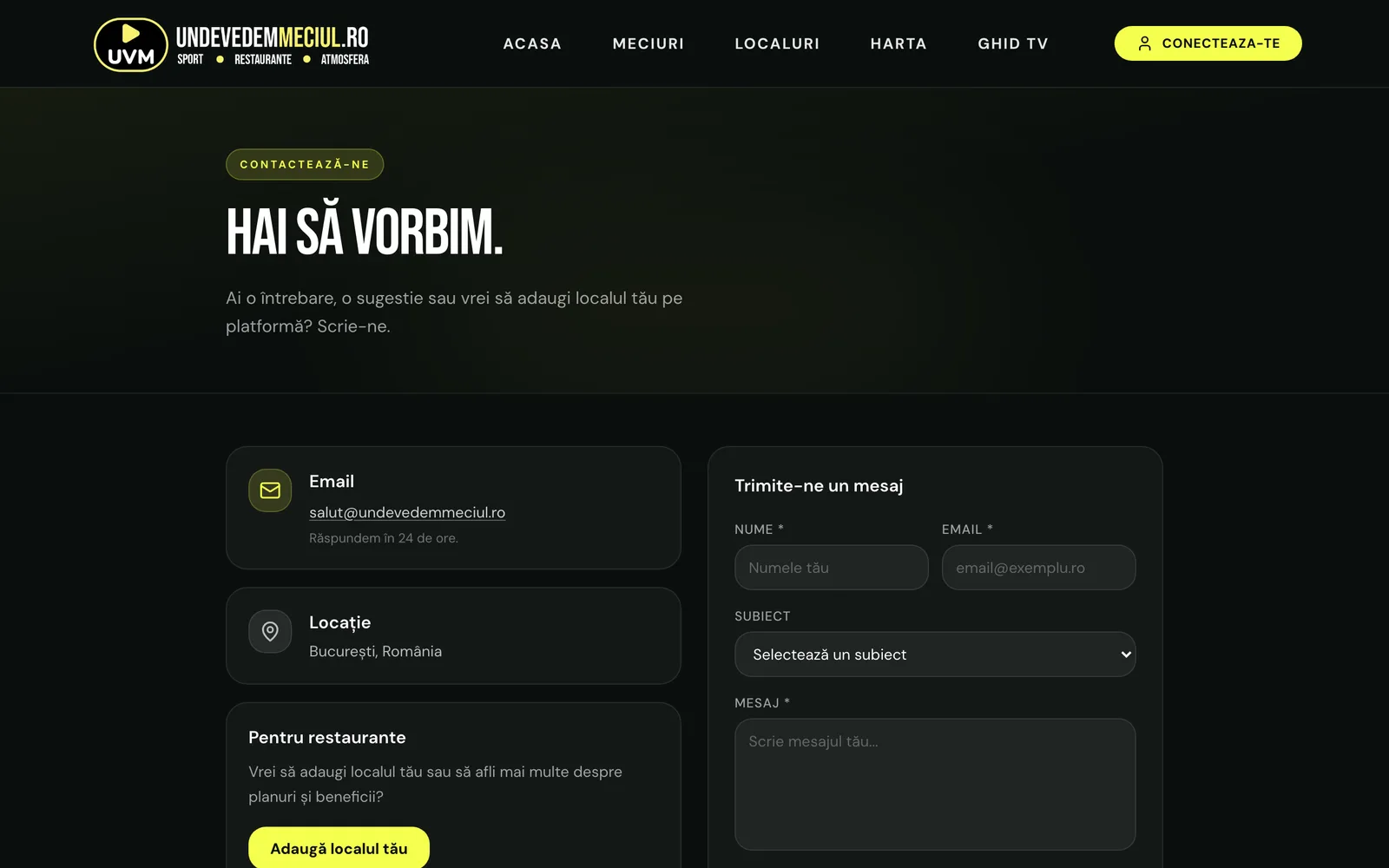 Pagina de contact