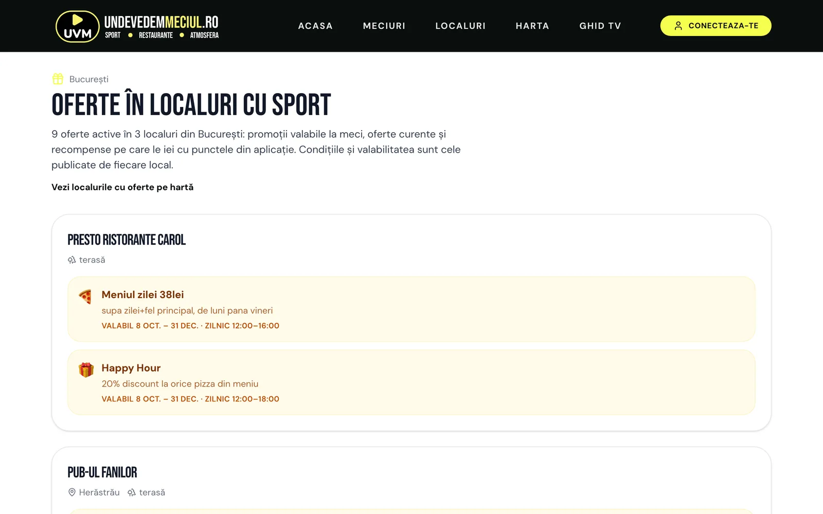 Pagina ofertelor active din localuri