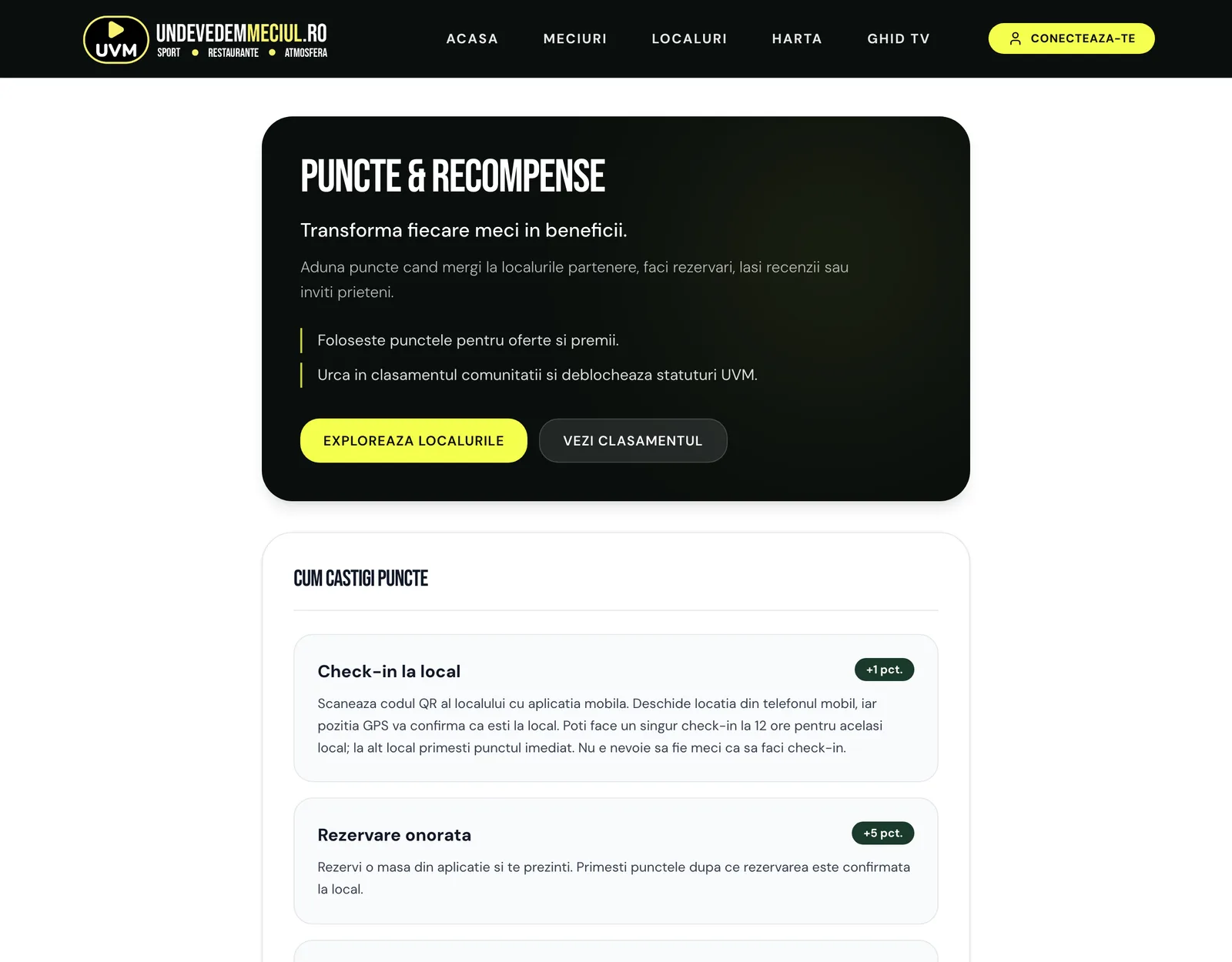 Pagina „Puncte & Recompense”: cum câștigi și cum folosești punctele
