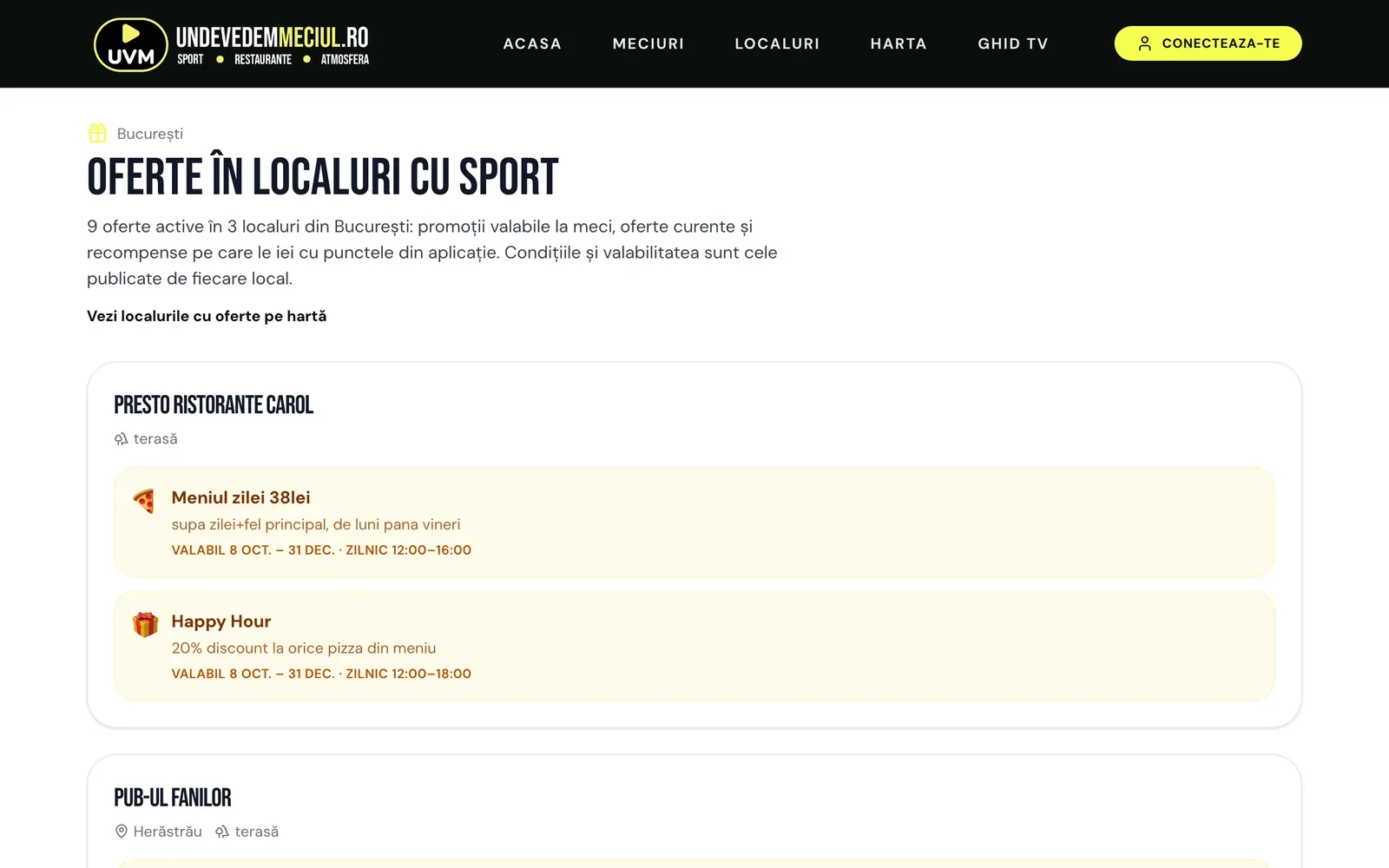 Pagina ofertelor active din localuri